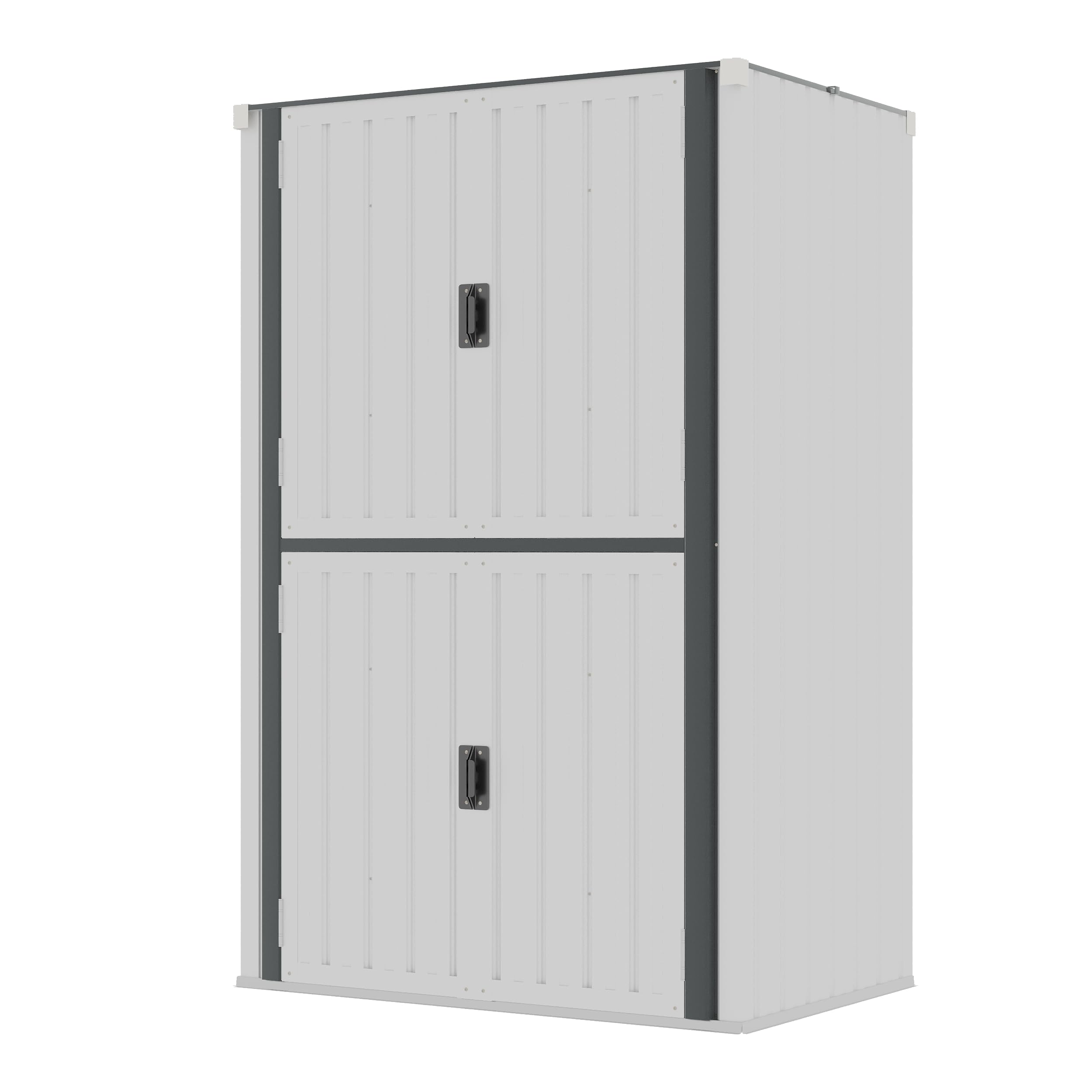 U-MAX Outdoor Tall Storage Garden Cabinet Shed with Adjustable Shelves, Weatherproof Outside Cupboard Metal Garage Storage| 118x76x178cm| White