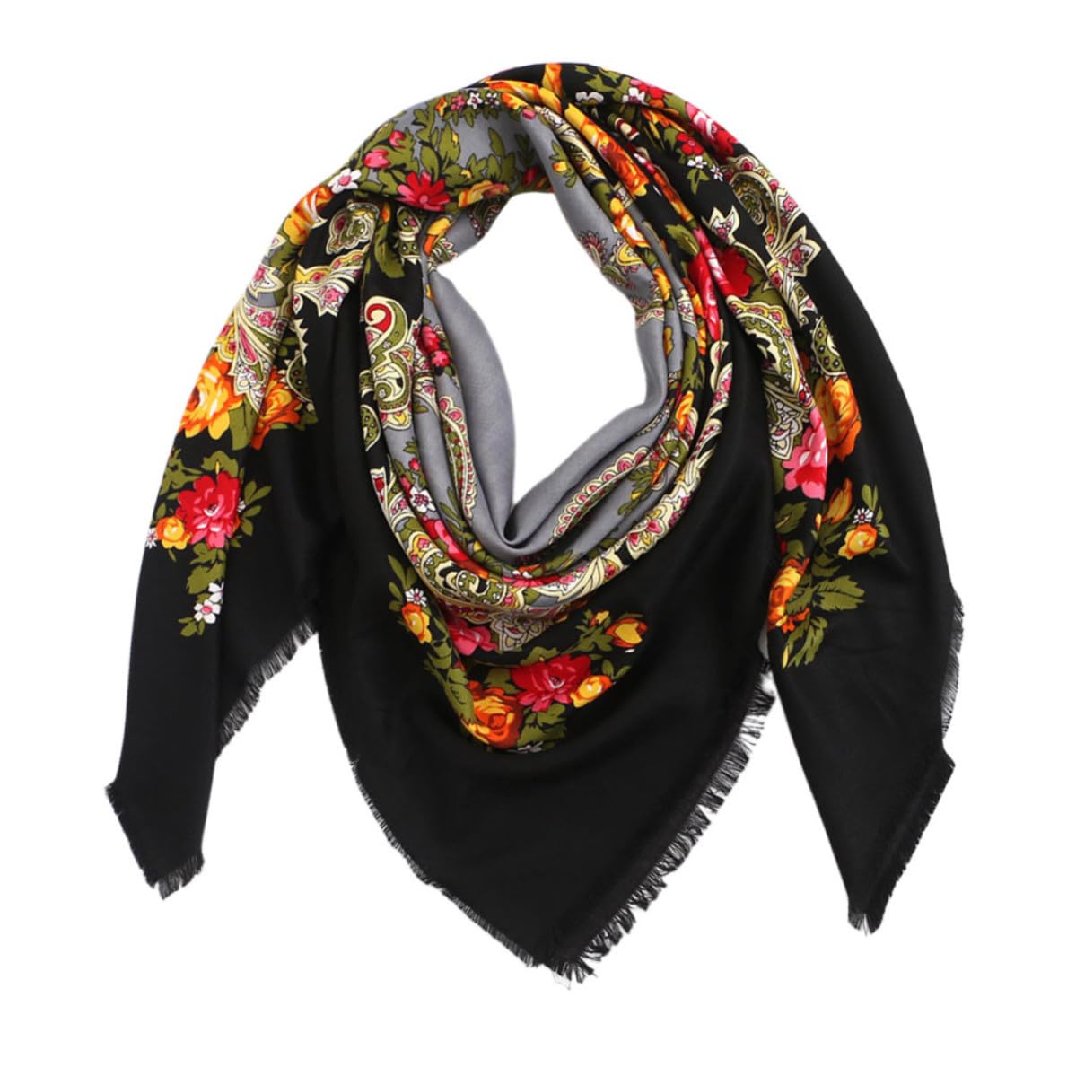 SEWACC 3 Piezas Bufanda de Algodón Ligera para Mujer Estampado Floral Estilo Ruso, Chal Versátil y Elegante para Outing, Diseño Clásico y Moderno