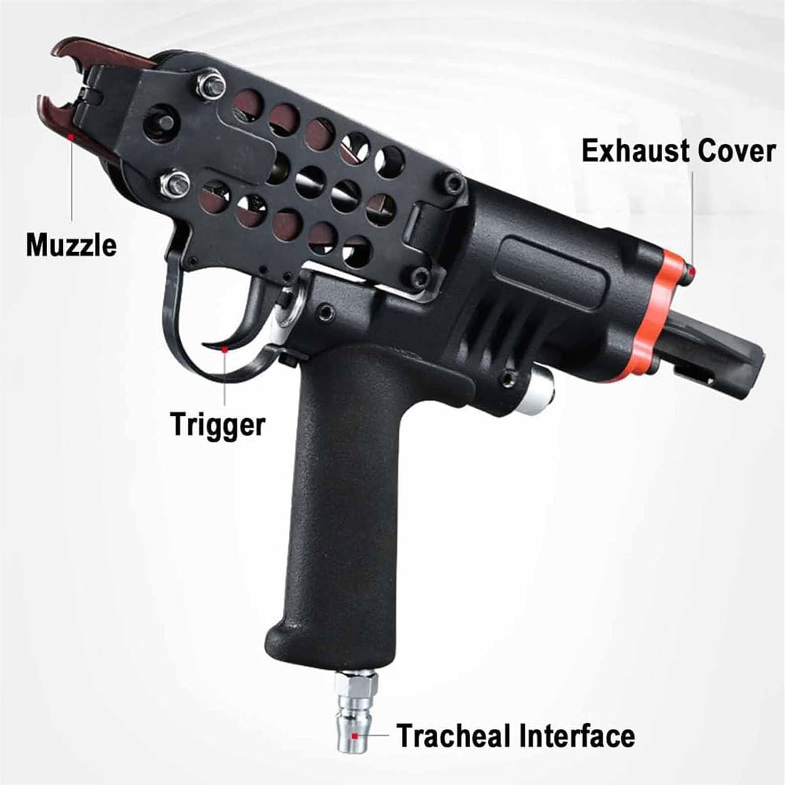 Pistola De Clavos Neumática Tipo C,Herramienta Clavadora De Anillo En C,Pistola De Clavos De Aire,Alicates De Anillo De Cerdo,Grapadora SC7E/SC7C/SC760 para Cerca De Jaula De Alambre,SC7E