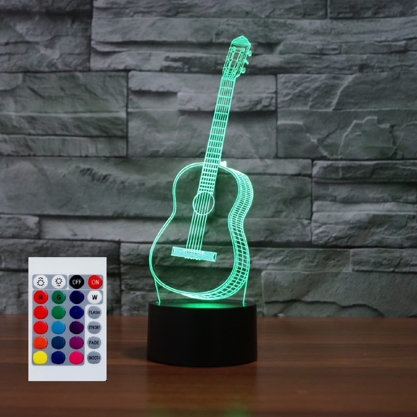Superhongjihao Colorful Night Light For Kids 3D Guitar Led Lamp With Remote Control 16 Color Changing Xmas Birthday Gift For Child