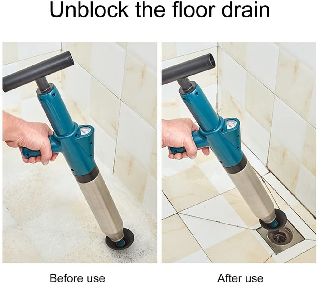 Pipe Plunger Drain Clog Remover Multi-Function High Pressure Plunger Opener Pump for Toilets Bathroom Shower Sink Floor Drain