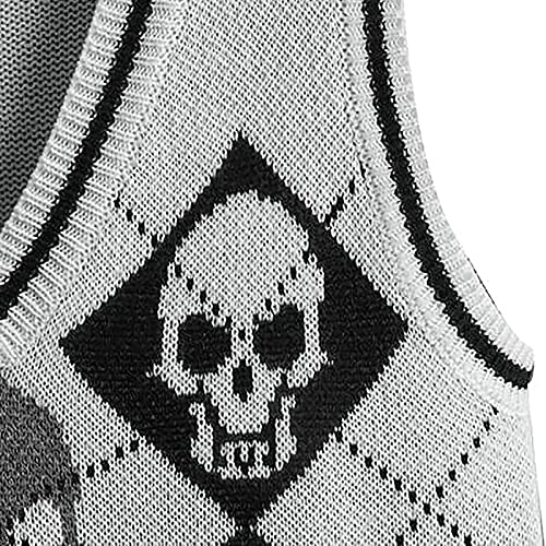 Image of jinghuiyue Women's Sleeveless Sweater Vest Halloween Skull Printed Knit Vest V Neck Crop Pullover Knitwear Tank Tops