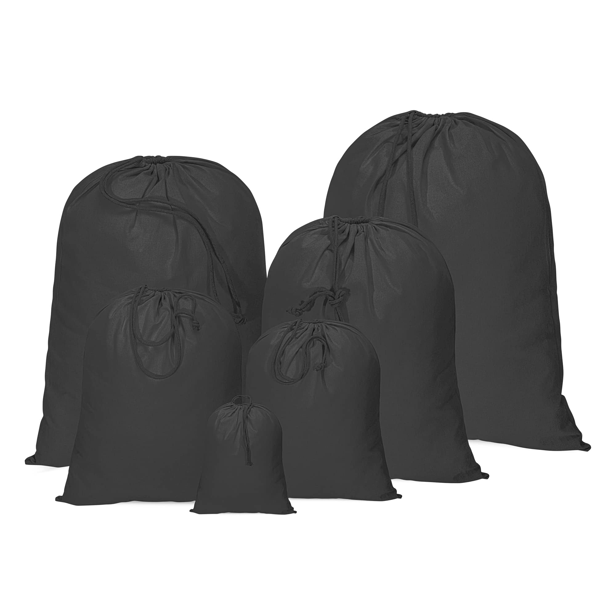 Imfaa Black Medium(30X45) Drawstring Laundry Sack, Stocking, Storage, Muslin 100% Cotton Shopping Bags. (Pack-100, )