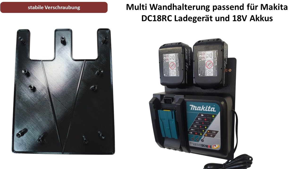 Wandhalterung für Makita Akkus und Ladegeräte [Made in Germany] Makita Batteriehalter Wandhalterung für Aufbewahrung und System