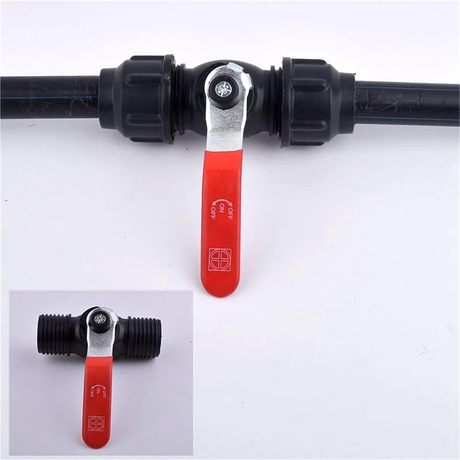 Valvola a sfera in PE ID 20-63 mm, connettore rapido diretto per irrigazione da giardino, sistema di irrigazione per tubi dell'acqua di controllo (chiave ID 25 mm)