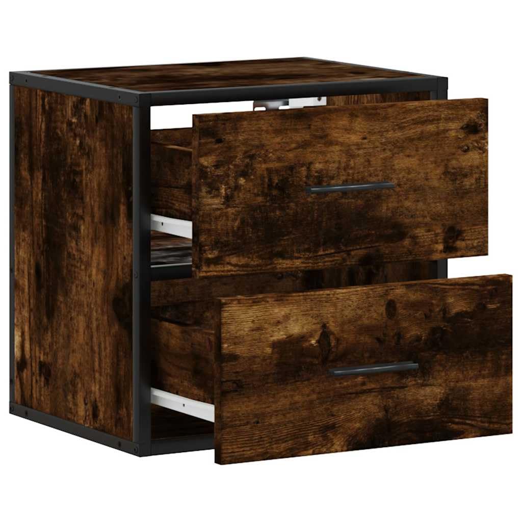 Wandmontierter Nachttisch aus Holzwerkstoff mit Metallgestell, Stauraum für Bücher und Accessoires, platzsparende Wandregal Lösung für Ordnung im Schlafzimmer