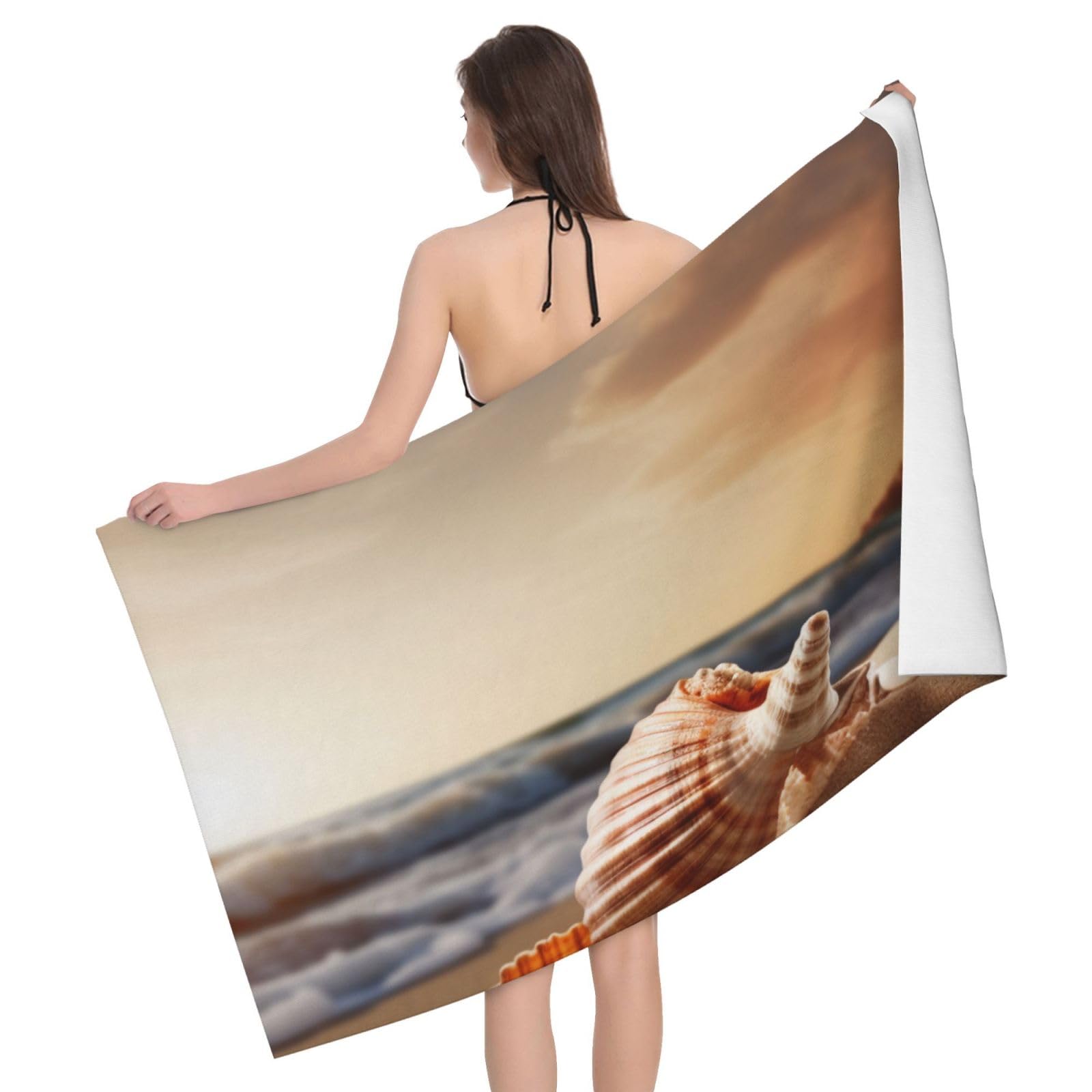 BWWHCCTI Beach Seashell Printed Microfiber Quick Dry Bath Towel, Soft Beach Towels for Travel,Camping,Gym,Beach,Swimming,Yoga, 130x80 CM