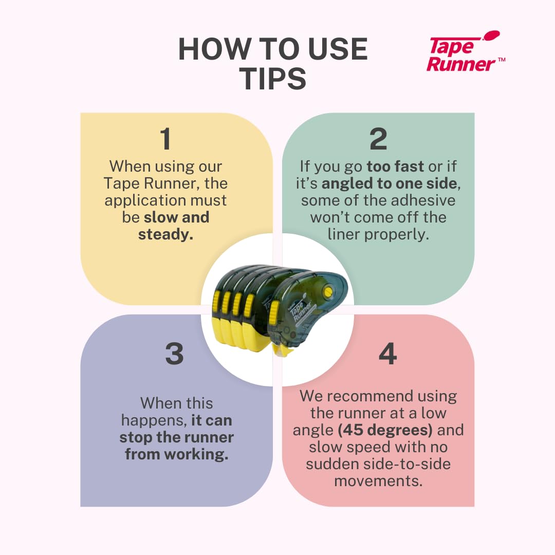 Tape Runner - Adhesivo de doble cara con rodillo dispensador incluido - Sin ácidos, pegajoso, transparente y transparente - Ideal para álbumes de recortes, manualidades y más - Boomerang (417 pulgadas