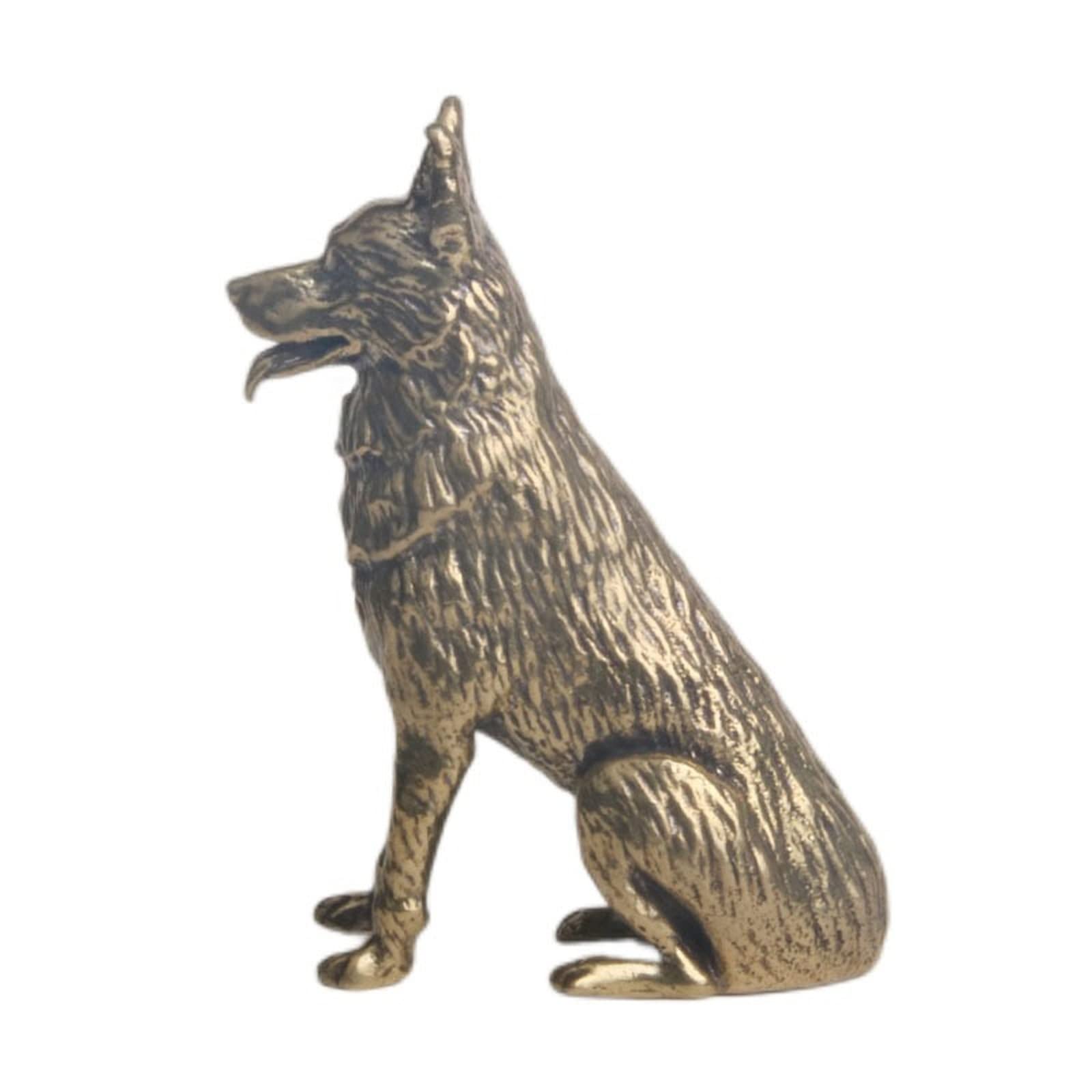 NGDFGR Solid Copper Hound Miniatures Figurine, Brass Zodiac Dog Pet Statue Home Study Office Desk Children'S Room Decoration