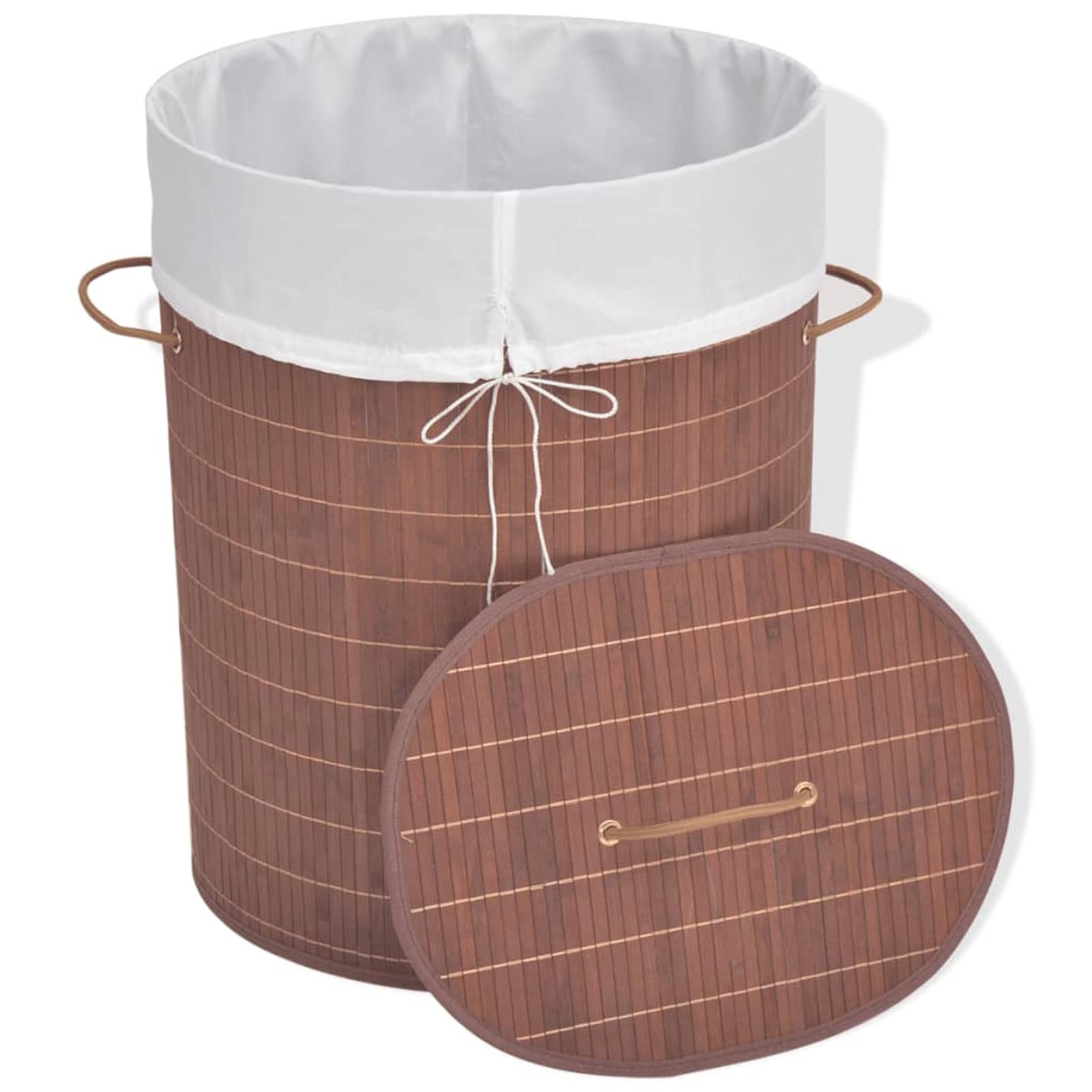 Tidyard Bambus-Wäschekorb Oval Braun 45 x 35 x 60 cm (B x T x H)