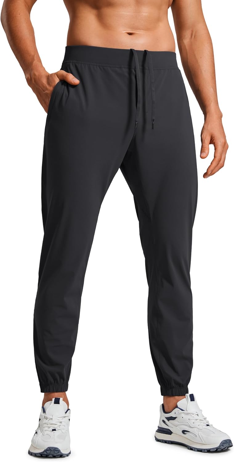 CRZ YOGA Athletic Joggers for Men - 29" Lightweight Running Training Pants with Zip Pockets and Ankle Zippers