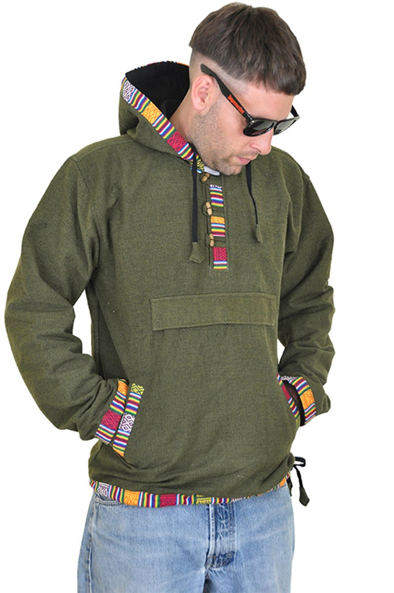 virblatt - Damen & Herren Baja Hoodie | Baumwolle | Vintage Kapuzenpullover Herren Hippie Pullover Ethno Sweatshirt Goa