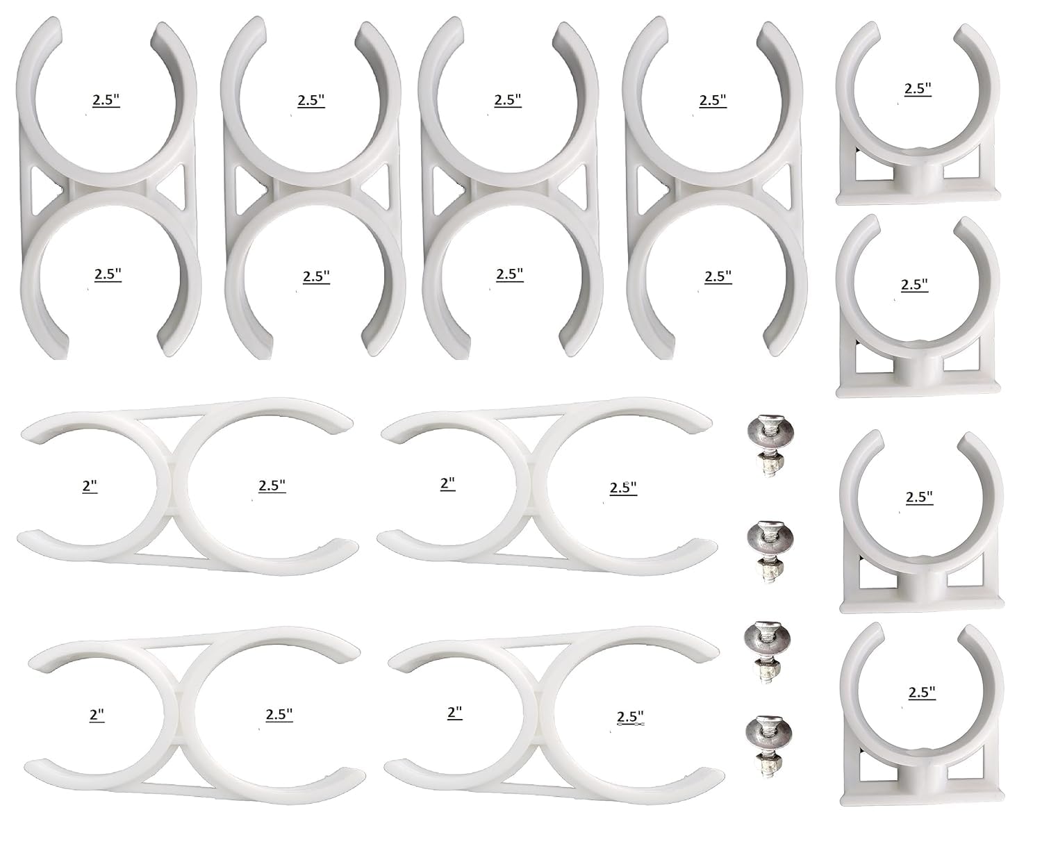 Letino RO Filters Clamp/Clip Set of 4 X-Clamp 2.5"x2.5", 4 UV-Clamp 2"x2.5", 4 C-Clamp 2.5" + 4 Nuts & Bolts (Pack of 12) (White)-image-42