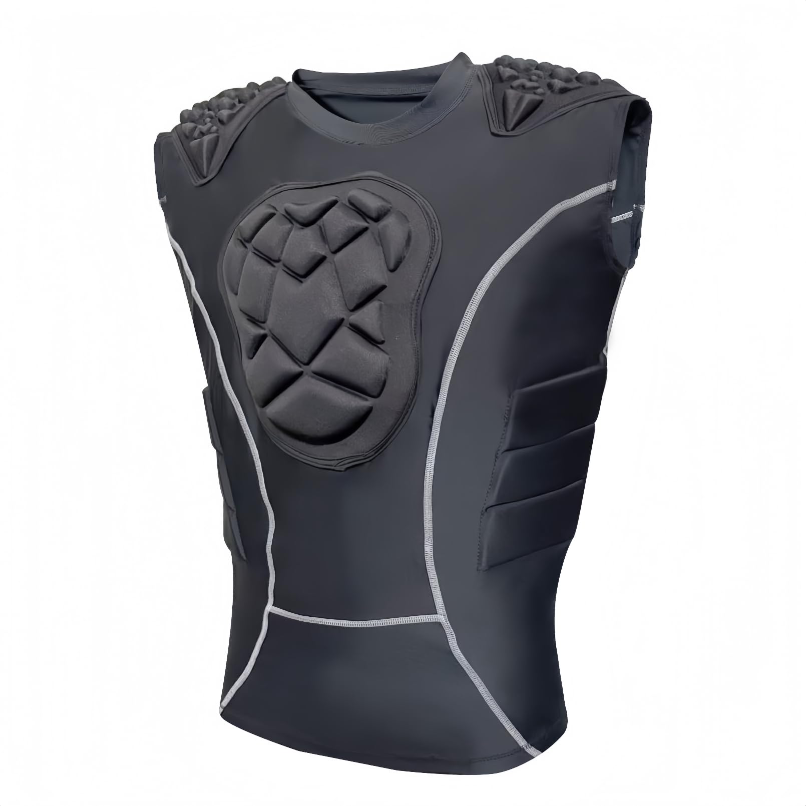 Topeter Baseball Chest Protector Vest, Padded Compression Undershirt w/Heart Guard, Ribs, Shoulders Protective Pads XL Black