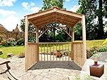eDecks Atlas Wooden Garden Gazebo - Pressure Treated Timber - 1990mm x 1990mm with Steel Spikes - Ex Display - DIY Kit Garden Structure Stylish Outdoor Seating, Patio Shade & Landscaping Feature