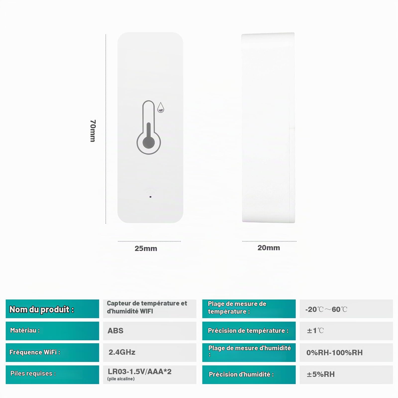 4PCS Thermomètre Connecté Thermometre Wifi Tuya Smart Thermometer Wifi Capteur TempéRature with APP Indoor Thermometer Hygrometer Support Alexa