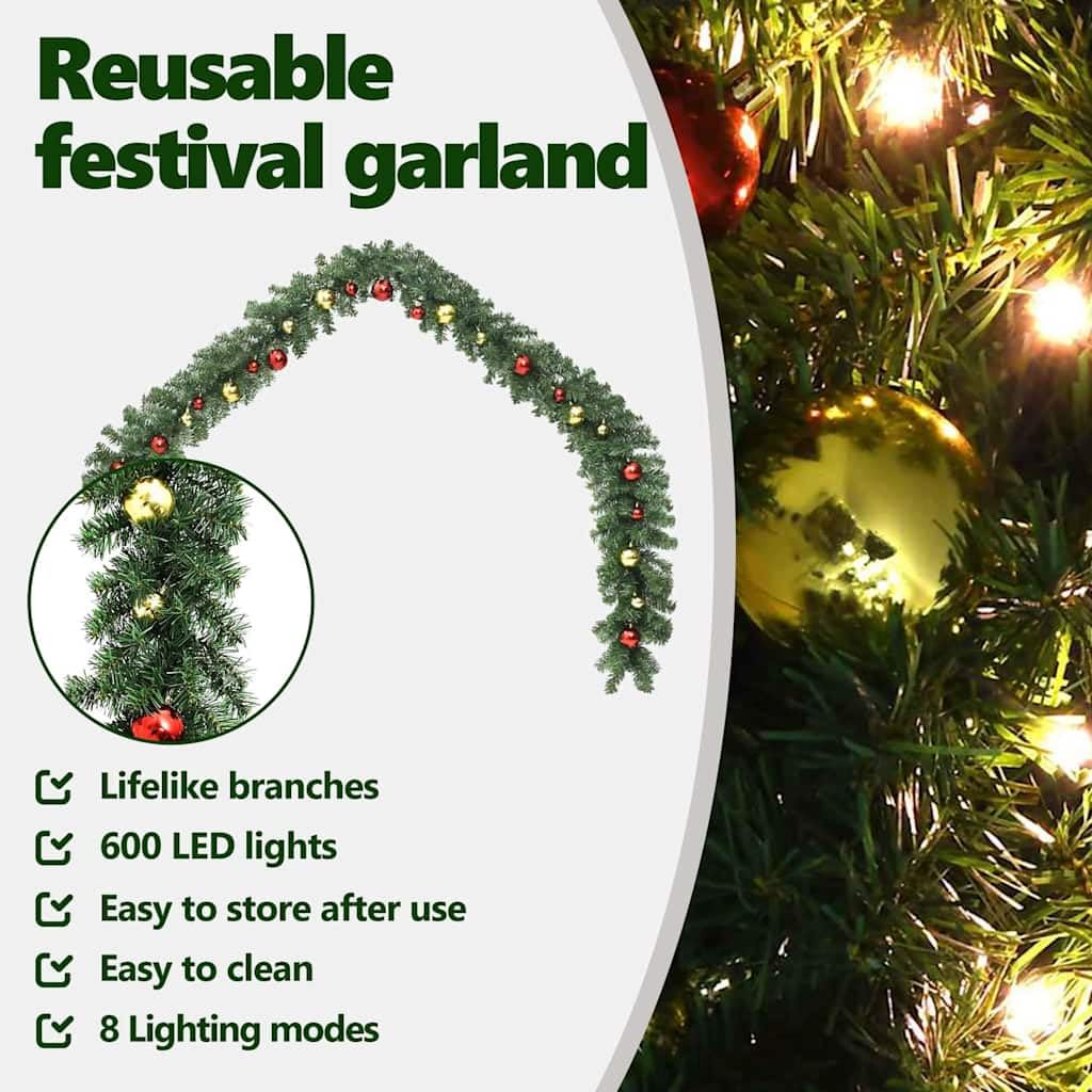 vidaXL Girlanda bożonarodzeniowa 2 szt. 600 LED Zielony 20 m PVC
