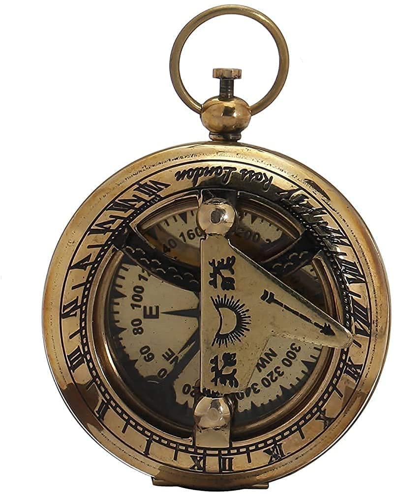 Generic Brass A321 Adjustable Legs and Bubble Level Compass - Antique Sundial Design - Portable Magnetic Pocket Compass for Camping, Hiking, Outdoor Navigation - 2.5 Inch Diameter-picture-30