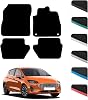 GCM - Car Floor Mats for Ford Fiesta Mk8 2017 To Present Full Coverage Floor Protection - Anti Slip & Fit Car Mat with Clips Easy to Clean Car Carpet for All-Weather- Black Edging, Carpet