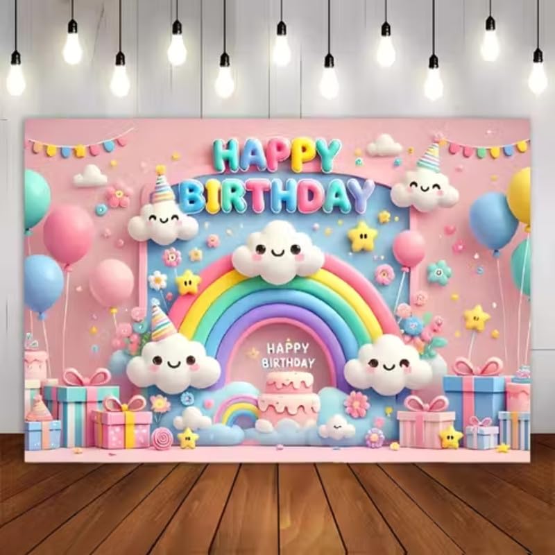 Image of Happy Birthday Backdrop & Curtain Cloth - Party Decoration for Kids | Photography Background & Birthday Curtains (Pack of 1)