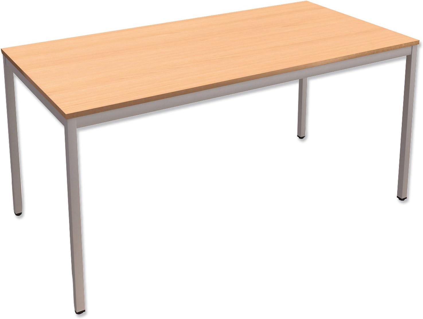 Trexus Rectangular Table with Silver Legs 18mm Top W1500xD750xH725mm Beech