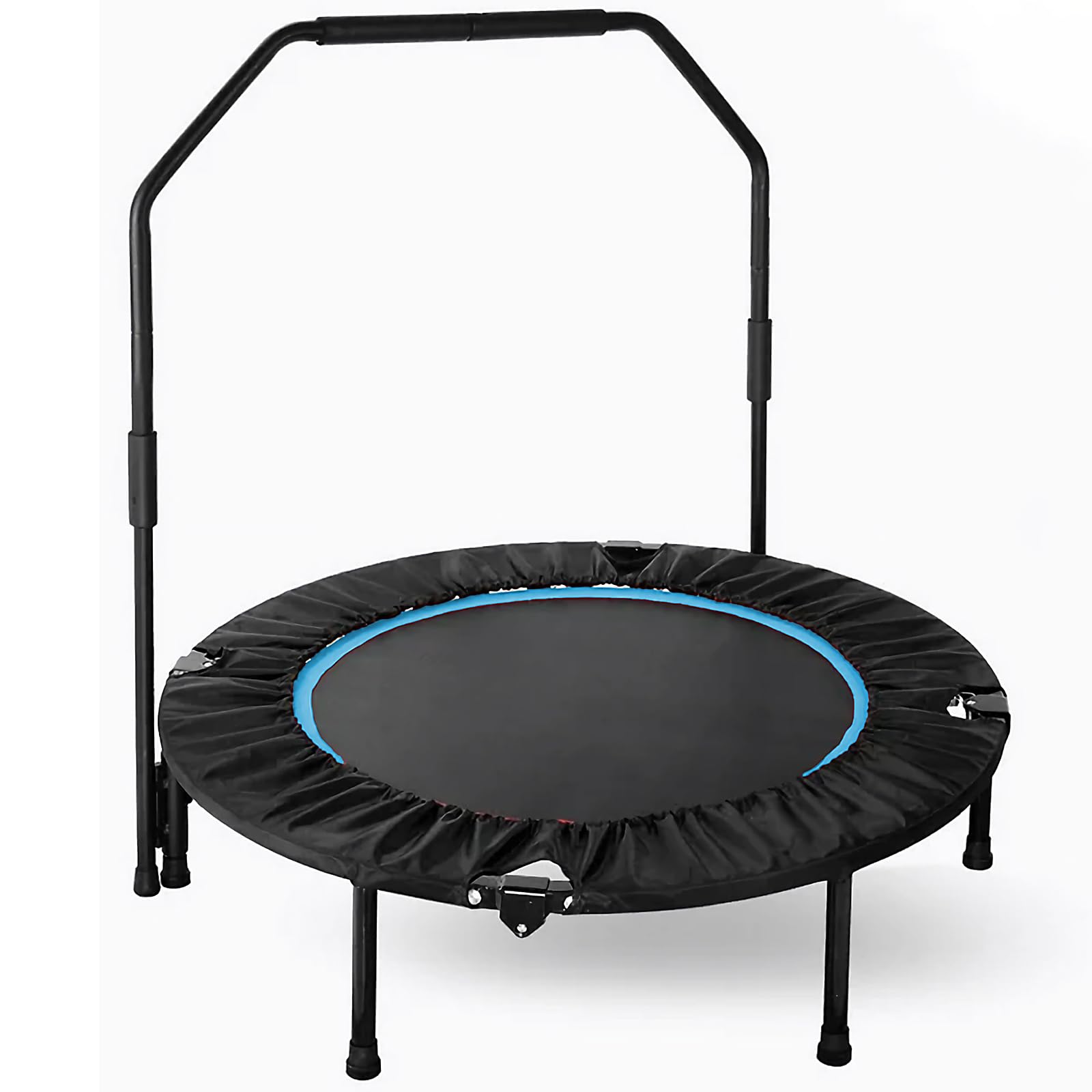 LIFERUN Trampolino fitness per interni, diametro 101 cm, capacità di carico 150 kg, rimbalzo per allenamento, con 3 livelli di maniglia regolabili, mini trampolino per adulti