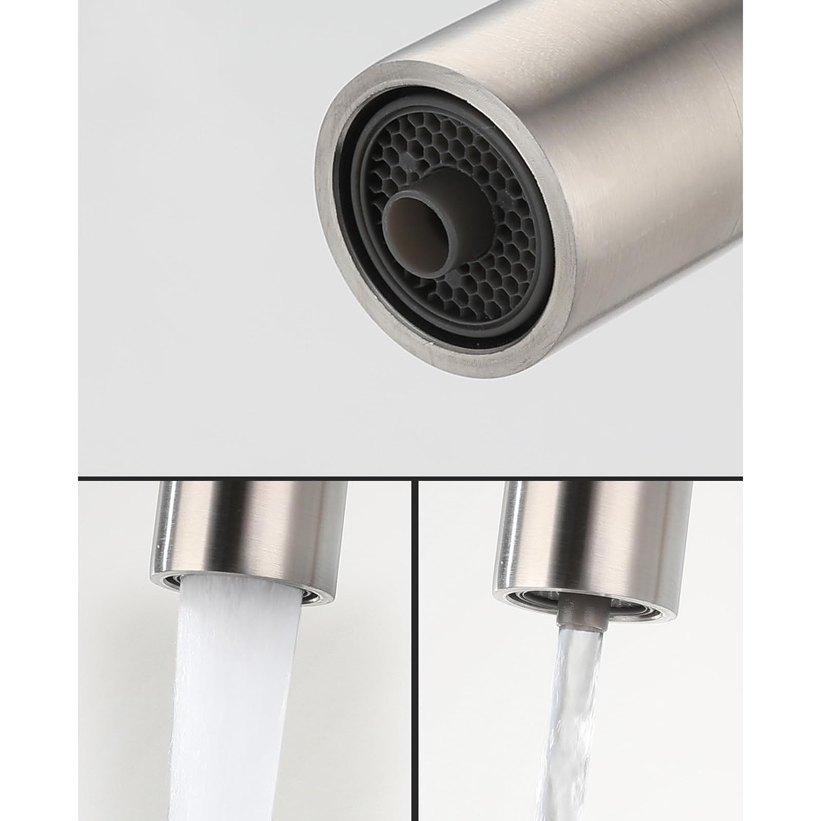 Grifo de Cocina Osmosis 3 Vias Acero Inoxidable Cepillado 3 en 1 Grifo Giratorio 2 Asas Grifo 3 Vias Osmosis-Cepillado