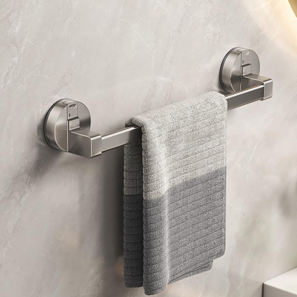LNGFSH Towel Rail Suction Cup Wall Mounted Bathroom Towels Holder Aluminium Long Bath Sheet Bar Rack for Bathroom Toilet Kitchen (30cm,Gray)