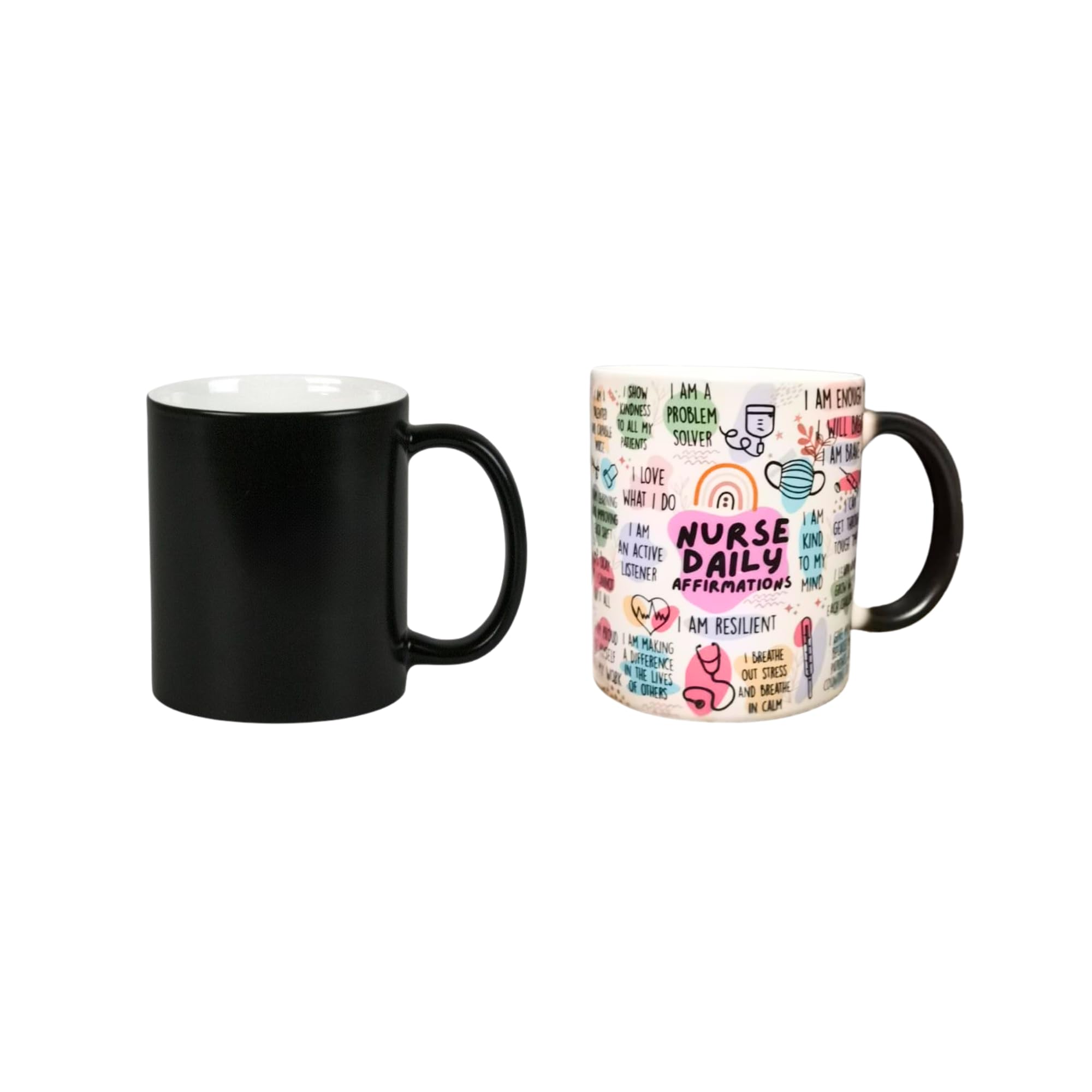 Temas Store Colour Changing Nurse Daily Affirmations Mug 11oz, Heat Reveal Ceramic Coffee Mug, Positive Nurse Tea Cup, Present for Her