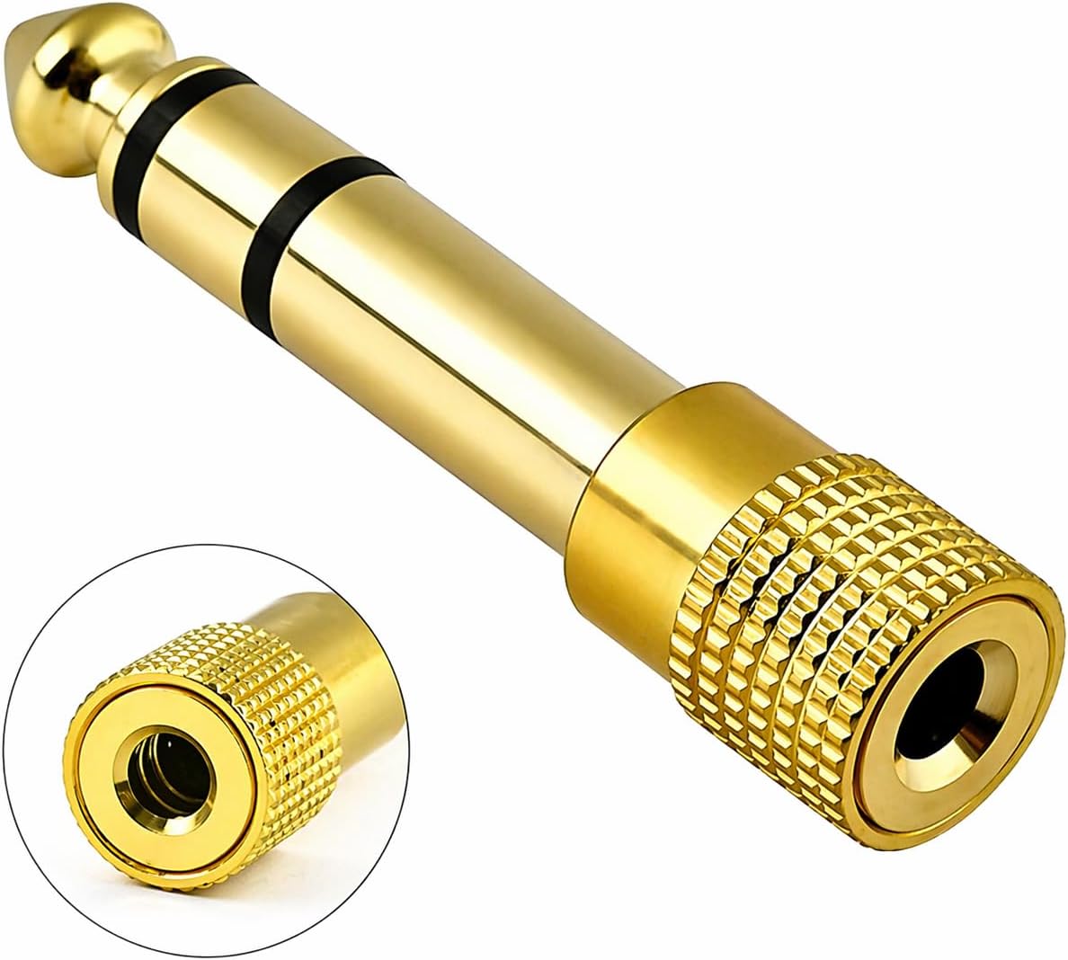 3.5mm Female to 6.35mm Male Plug Stereo Audio Auxiliary Jack Converter for Charging Adapter (Golden)