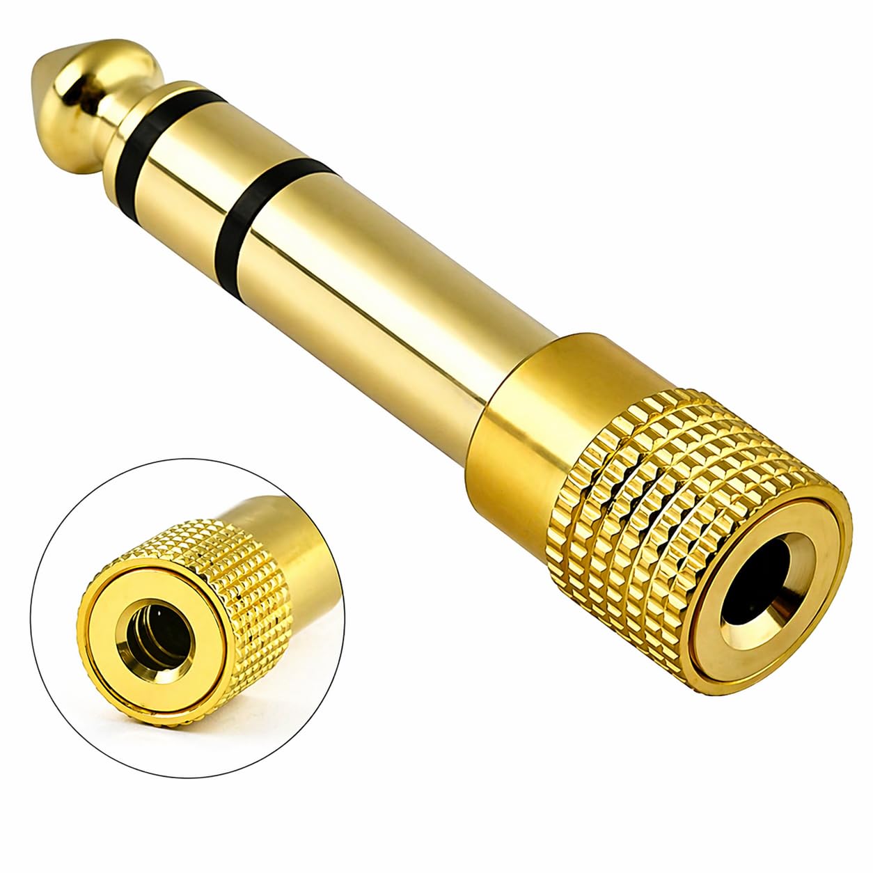 SeCro 3.5mm Female to 6.35mm Male Plug Stereo Audio Auxiliary Jack Converter for Charging Adapter (Golden)-picture-32