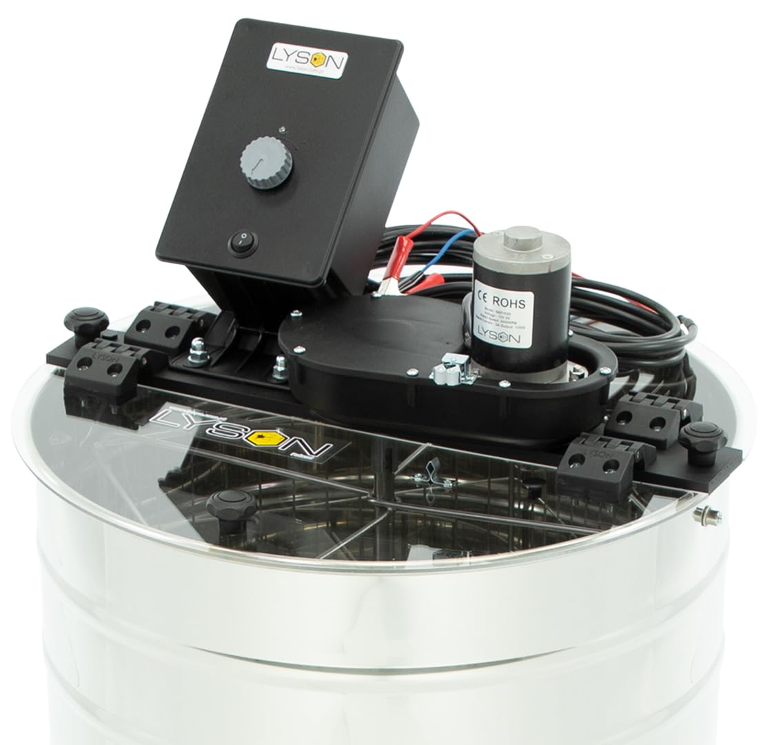 LYSON Extracteur de Miel Ø600 électrique Universel Essoreuse à miel 4 rayons à commande électrique en Acier Inoxydable Résistant aux Acides Extracteur Tangentiel pour 4 cadres