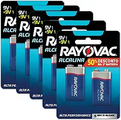 10 Pilhas Bateria 9v Alcalina Rayovac 5 Cartelas C/ 2 Unidades