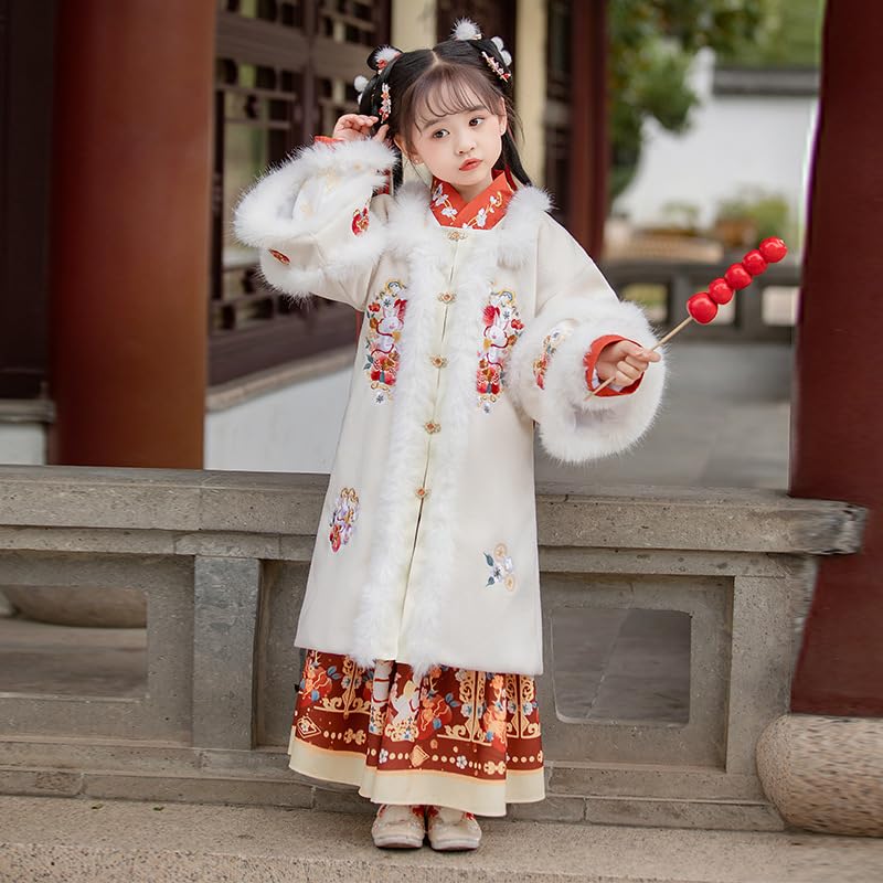 NIBHZ Odzież zimowa dziewczęca Hanfu, dziecięcy garnitur Tang, pogrubiona, w stylu chińskim,110cm