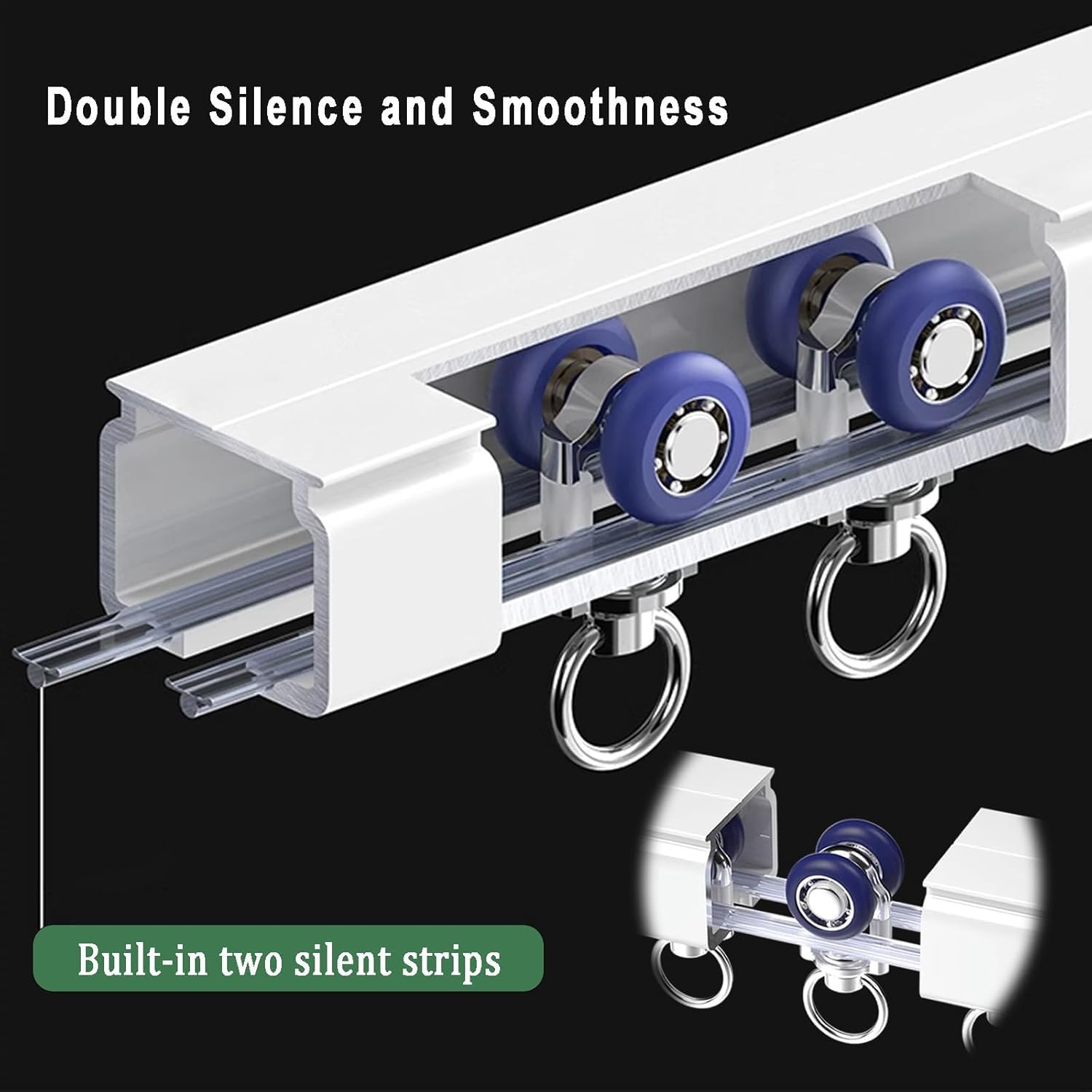 Ensemble de rails de rideau de plafond, séparateur de pièce en aluminium lourd avec double rails, comprend le matériel d'installation, les crochets à rouleaux et les embouts pour une séparation
