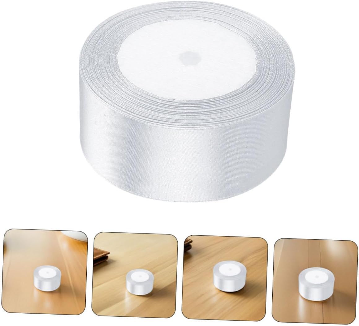White Satin Wrapping Ribbon 5 Rolls 1.5cm Wide Polyester Decorative Trim for Party Decoration Wedding Bouquets DIY Crafts and Holiday Presents