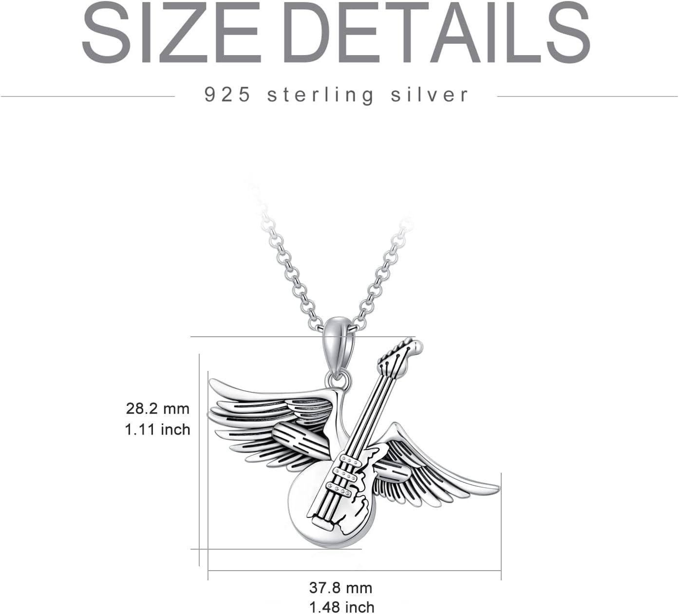 PELOVNY Christmas Gifts Angel Wing Necklace Music Cross Necklace 925 Sterling Silver Guitar Pendant Musical Symbols Jewelry Gifts for Music Lover Mother - Image 6