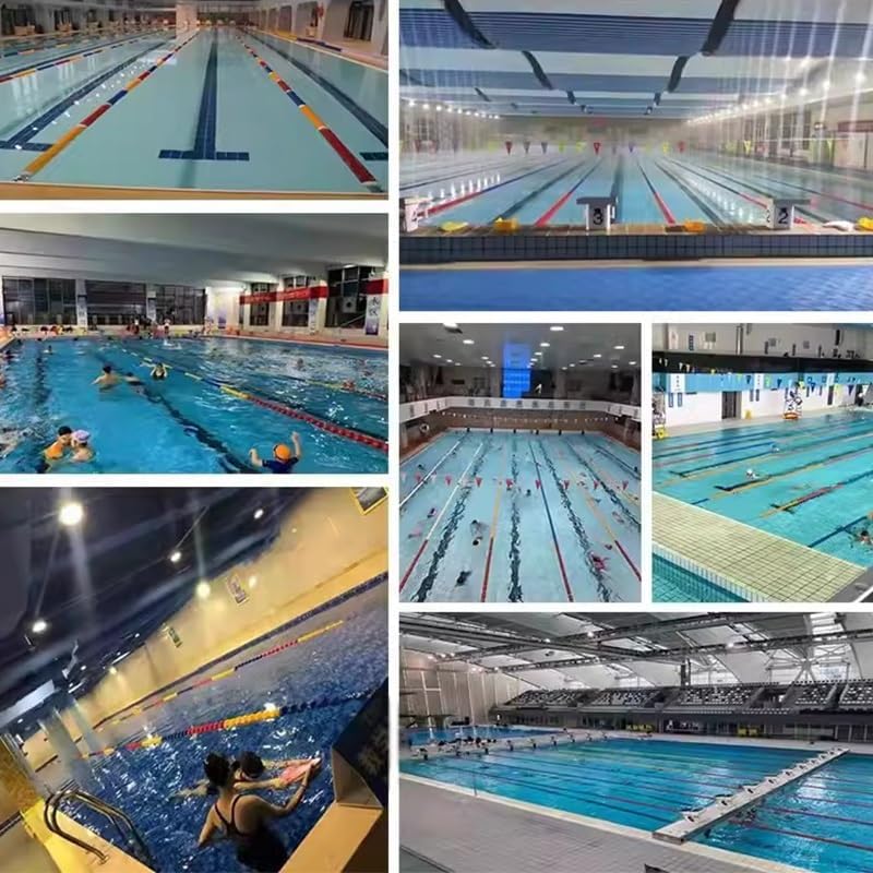 Floating Pool Safety Rope with Floats - Preassembled Divider Buoy with Hooks, 50m Blue & White Swim Lane Separator for Beach & Pool Races