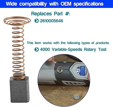 6 PCS Carbon Brushes Repairing Part Compatible with for Dremel 4000 Motor Brush,for Dremel 2610005646 Motor Replacement Part