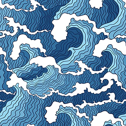 DWELLSINDIA Ocean Wave Self Adhesive Peel and Stick PVC Wallpaper...