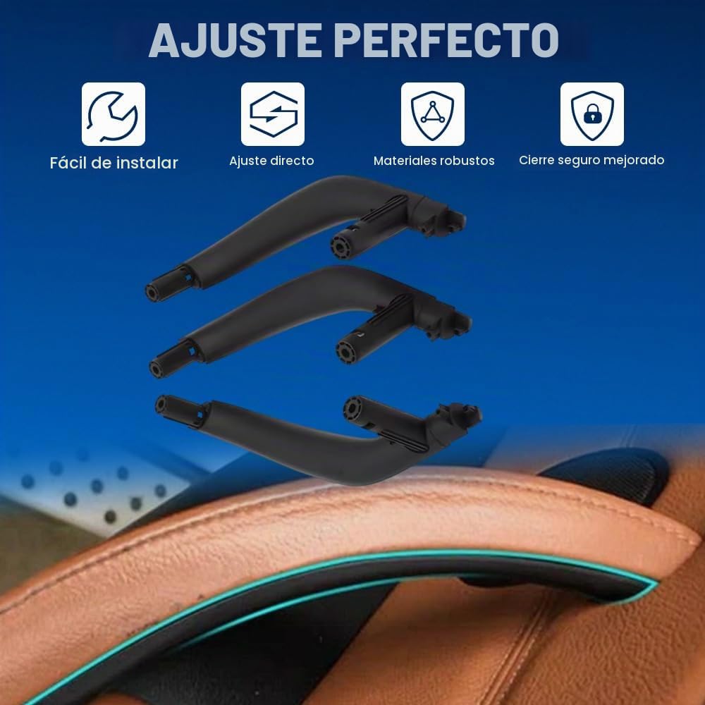 Tirador interior de repuesto para puerta interior de coche, compatible con BMW X5 F15 X6 F16 2015-2018 51417292243 5141 7292 243 51417292244 negro