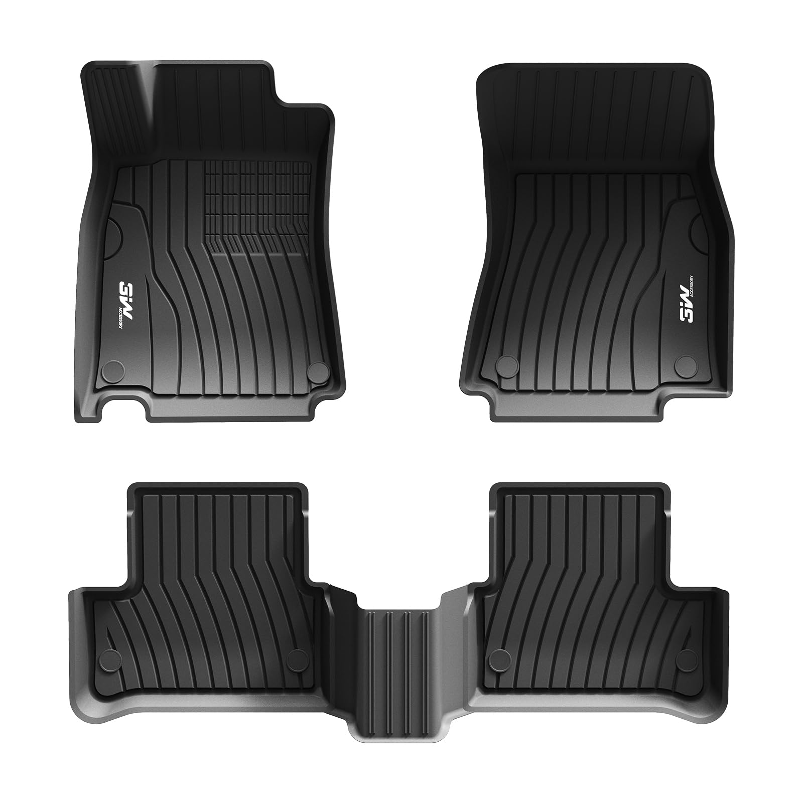 3W Alfombrillas de Coche Compatible con Mercedes CLA C118 2019-2024/GLA H247 2021-2024, TPE Alfombrillas para Todo Tipo de Clima para Mercedes CLA GLA la 1ª y 2ª Fila Juego Completo, Accesorios