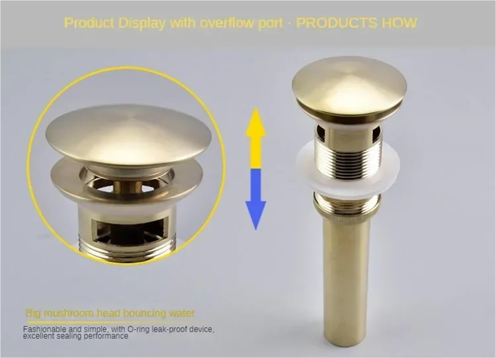 Pulsante di scarico pop-up Lavandino del bagno Scolapiatti Sifone Tappo Rubinetto for lavabo Accessorio Tubo for Nero Oro rosa per lavandini da bagno(Gold no overflow)