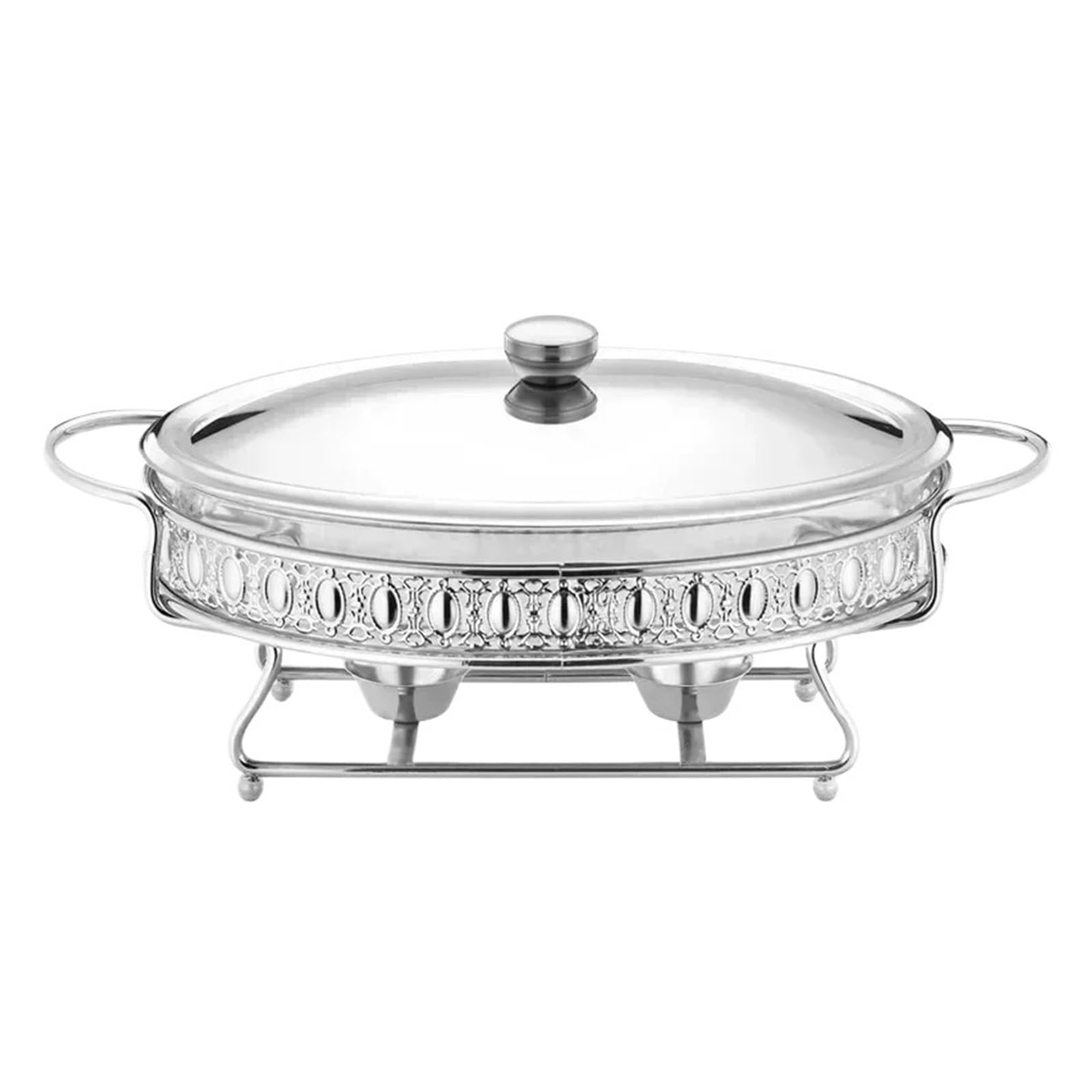 Plato de frotamiento ovalado dorado de lujo, buffet de bodas en el hotel que sirve olla caliente(3L)