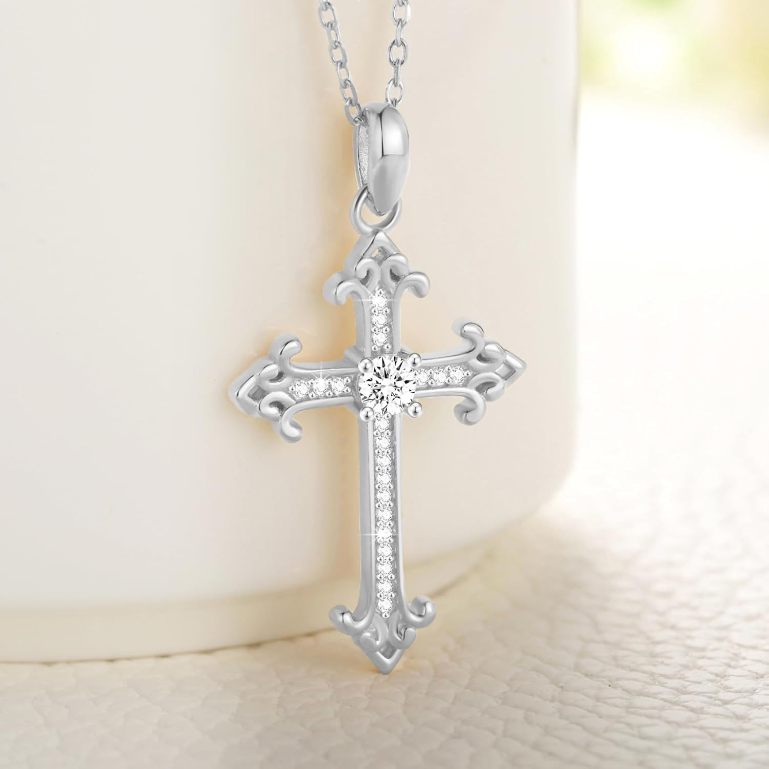Cross Necklace for Women, 925 Sterling Silver 18K Gold Plated Cross Necklaces for Women, Cross Pendant with 5A Cubic Zirconia Diamond, Birthday Christmas Jewelry Gifts for Women Her Wife - Image 2