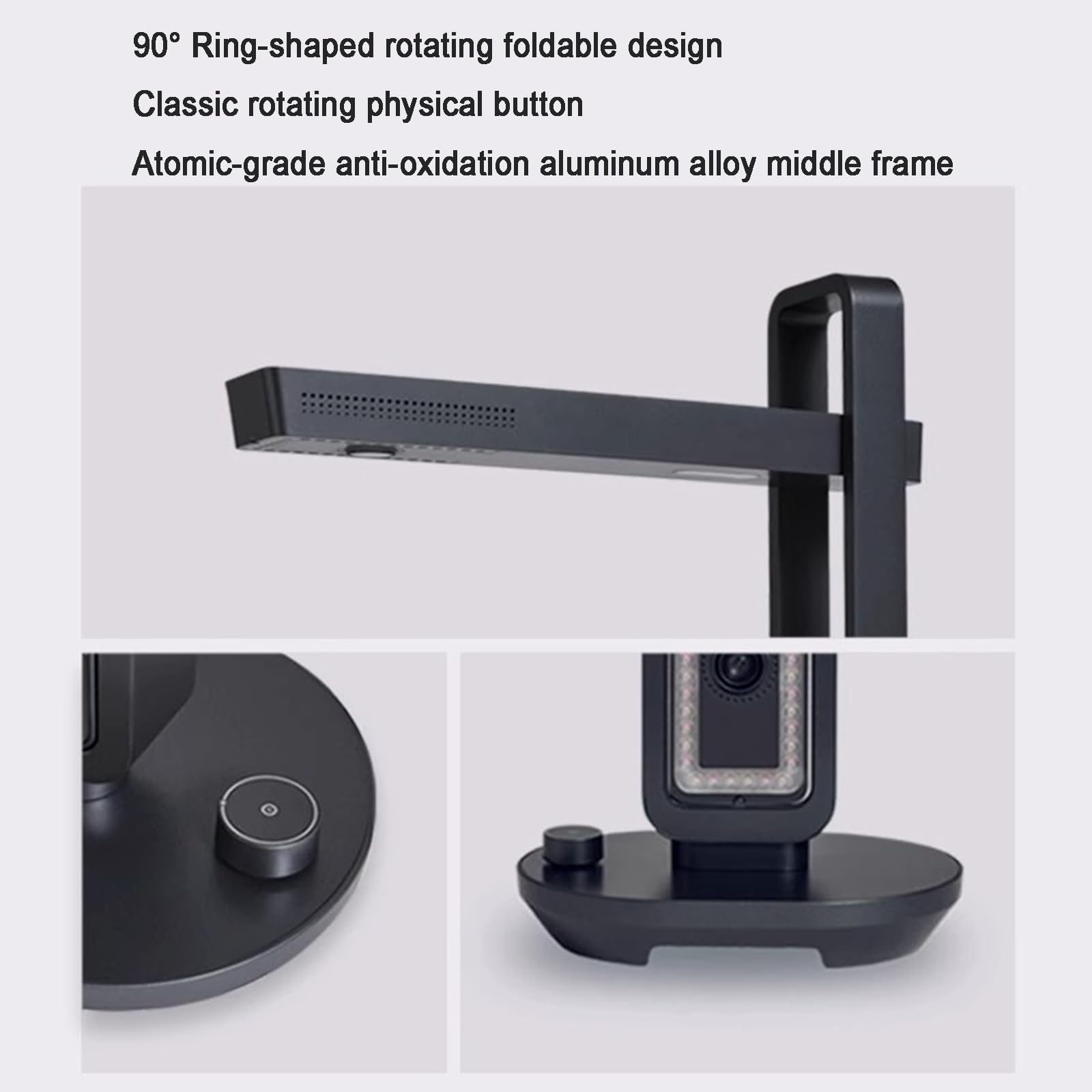 Scanner Portatile per Libri, Scanner Automatico per Documenti da 20 MP, Formato Massimo A3, con Smart OCR, modalità Lampada da Tavolo a LED, Pieghevole, per Casa E Ufficio