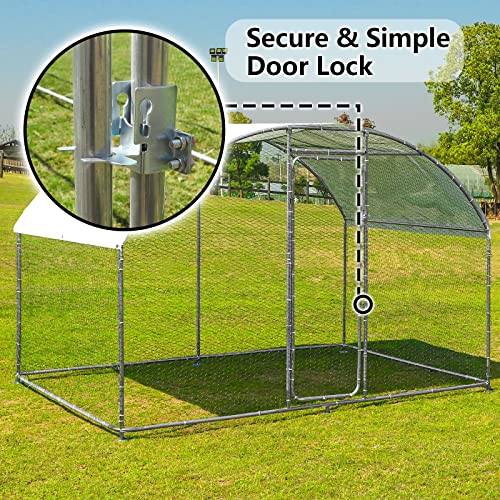 MAGIC UNION Large Metal Chicken Coop Run Duck Coop, Galvanized Chicken Runs for Yard with Cover, Walk-in Chicken Run Poultry Cage Hen House Rabbits Habitat for Outdoor Farm(Round Top) - Thumbnail 6