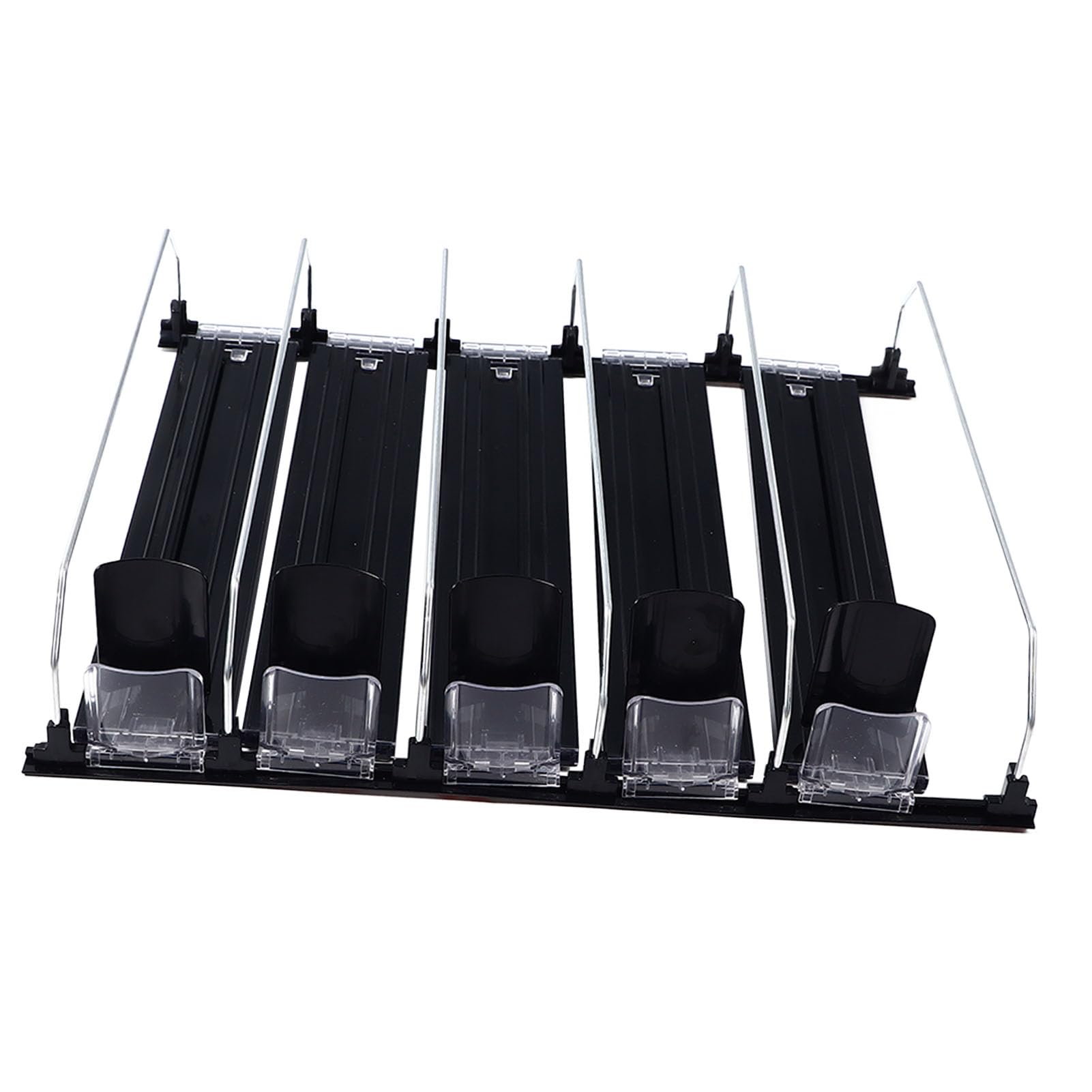 Empujador de Latas de Refresco, Dispensador de Bebidas, Organizador de Latas con Ancho Ajustable y Tiras Adhesivas de Carga de Resorte, Ideal para Refrigerador (BLACK)