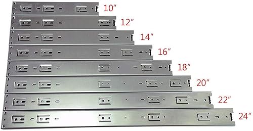 Miniatura 6 de Paquete de 10 Promark - Deslizadores de cajón de rodamiento de bolas, capacidad de extensión total de 45,4 kg, montaje lateral de 3 secciones, 16