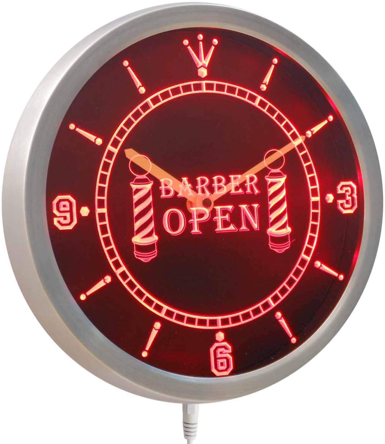 ADVPRO nc0257-r Barber Pole Hair Cut Open Neon Sign LED Wall Clock